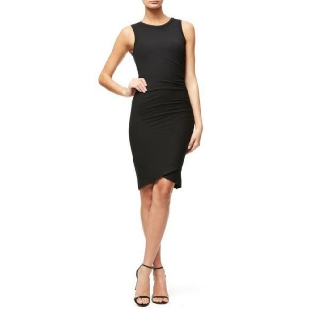Good American The Hero Knit Cross Body-Con Dress‎ Black Size 5 XXL